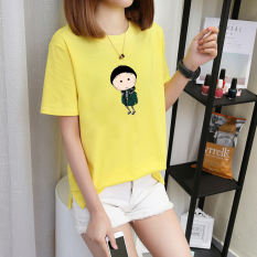 Feminim Korea Modis Gaya Perempuan Baru Lengan Pendek Atasan Kaos (Warna Kuning Emas)