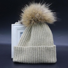 Child Boys and Girls Winter Cashmere Hat Fur Wool Knit Beanie Raccoon Warm CapKH