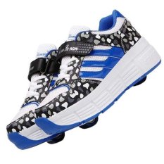 Anak Ramai Heelys Anak Sepatu Roda Dua Brothers And Perempuan Roda Baja Berkualitas Tinggi (biru)
