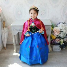 Anak-anak Frozen Kartun Gaun Putri Baju Pesta Cosplay Dress _ A 3-Intl