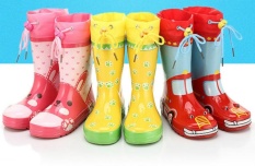 Anak-anak Hujan Boots untuk Anak Laki-laki dan Perempuan Sepatu Hujan Karet Portable Kids Waterproof Rainboots Kartun Boots Merah-Intl