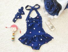Anak Swimsuit Gadis Lucu Bayi Rok One Piece Swimsuit Dance Clothes-Biru-Intl