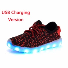 Anak Usb Isi Ulang Lampu LED Sepatu Malam Glare Fluorescent Sepatu Sepatu Warna-warni-Internasional