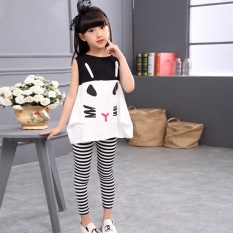 Children Set Gadis Rompi Dua Sepotong Set Celana Set Hitam