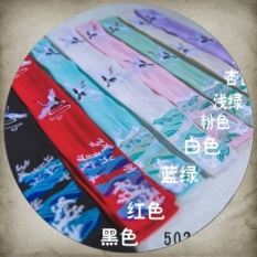 Gaya Cina Hanfu Rambut Band Perhiasan Aksesoris Rambut Tali Rambut Headdress Retro Angin Nasional Bordir Costume Performance Keluar dari Old Fashion (Crane Gaya-hitam) -Intl