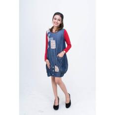 Baju Atasan Wanita Blouse Babydoll Chiqa 6228- Denim Polos