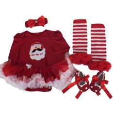 Christmas Baby Girl Pakaian Pesta Tutu Baru Lahir Romper Pakaian Set Dress-Intl