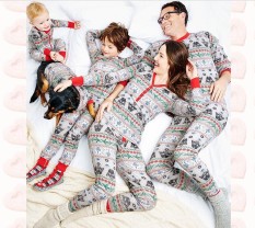 Natal Anak-anak Setelan, Cetak Rumah Layanan, Piyama Dua Potong (Mom Model)-Internasional