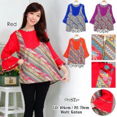 Chrystion Blouse Batik Wanita Rompi Lengan Terompet Lapis Etnik Style