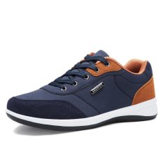 CHUANGYU Men's Casual Sepatu Kets PU Kulit Sepatu (Biru)-Intl