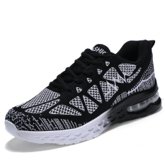 CHUANGYU Men's Casual Sepatu Kets Sepatu Olahraga (Hitam Putih)