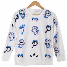 Cikitashop Kaos Cewe / Kaos Tumblr Tee Wanita / Kaos T-Shirt Wanita / Kaos Wanita Fashion / Atasan Wanita / Sweater Jaket Doraemon - Putih
