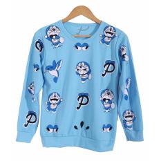 Cikitashop Kaos Cewe / Kaos Tumblr Tee Wanita / Kaos T-Shirt Wanita / Kaos Wanita Fashion / Atasan Wanita / Sweater Jaket Doraemon - Blue