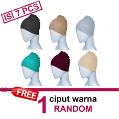 Ciput Rajut Anti Pusing - Isi 7 (abu tua, coksu, abu muda, cream, marun, toska tua, FREE)