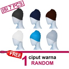 Ciput Rajut Anti Pusing - Isi 7 (abu tua, navy, putih, abu muda, coklat tua, turkish, FREE)