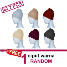 Ciput Rajut Anti Pusing - Isi 7(abu tua, coksu, abu muda, cream, marun, caramel, free)