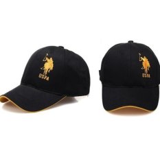 Kota Rekreasi Berkendara Penting Matahari Topi Paulus POLO Topi Bisbol Laki-laki Topi Golf Hat (Hitam Emas) -Intl