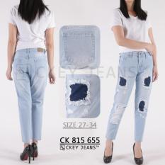 Ckey Celana Panjang Wanita 8/9 Boyfriend Ripped Jeans 655 - Sobek Tidak Tembus Kulit