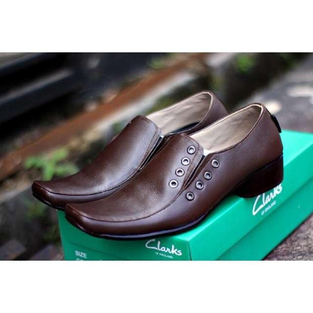 CLARK Catenzo Sepatu Formal Pantofel PDH Kerja Kantor Kulit Asli Best Seller Pria - Hitam