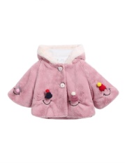 Harga Clearance ASTAR Gadis Kecil Outwear Musim Dingin Tebal Hangat Bertudung Bordir Tiruan Bulu Mantel Jaket (Ungu)-Internasional