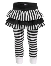 Harga Clearance Sunwonder Anak Bergaris Legging Panjang Kerut-kerut Gaun (Hitam)-Internasional