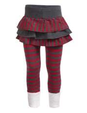 Harga Clearance Sunwonder Anak Bergaris Legging Panjang Ruffle Gaun Celana (Netral)-Internasional