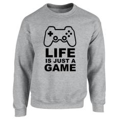 Clothing Online Sweater LIFE is Just A GAME - Abu-abu