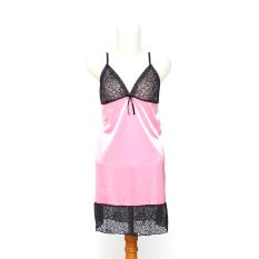 Clovis Lingerie Black Renda Tali Satin TKJ Fashion Baju Tidur Sexy Wanita Silk Satin