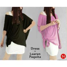 cn 42539 dress luaran paquita XL terusan rok span mini pendek putih white sexy outer hitam biru simple elegan modis modern trendy cewek gaul