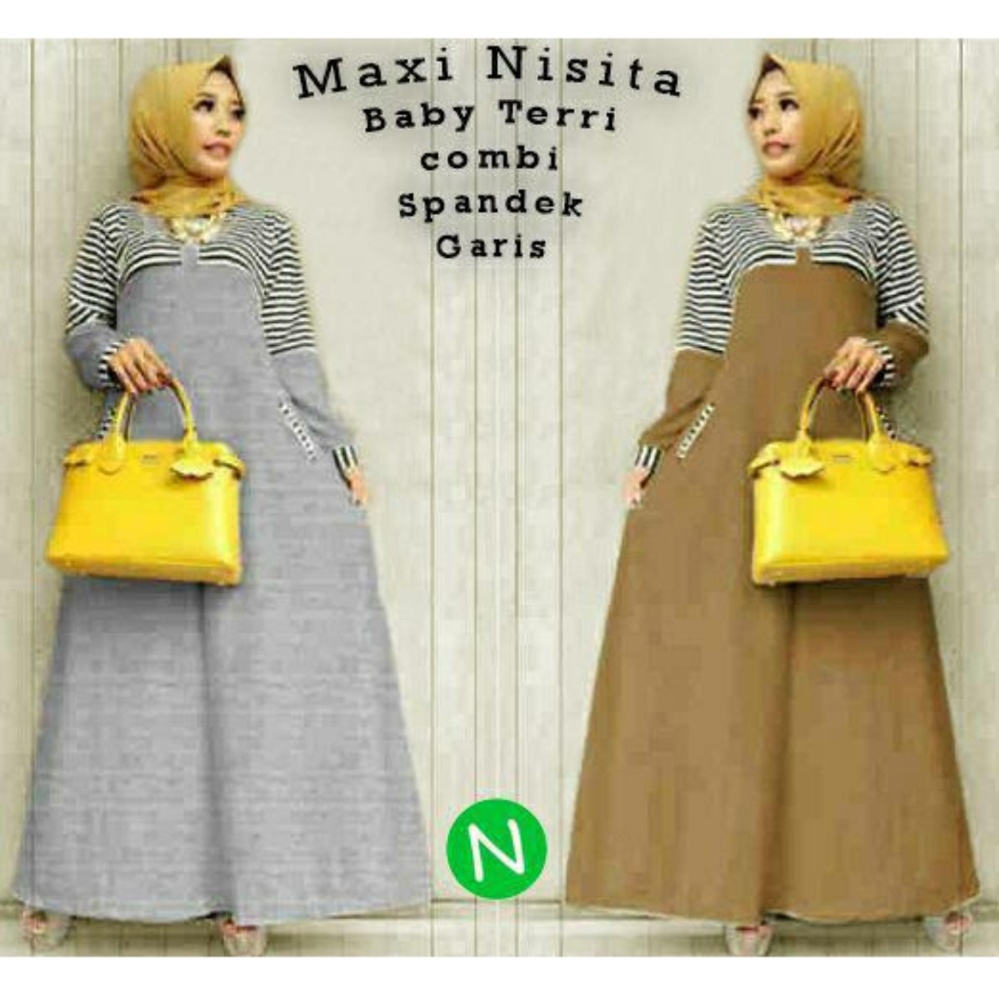 cn 7424 daisy maxi dress terusan gamis syari wanita murah simple elegan hijab muslim modis modern trendy