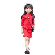 CNB2C Balita Anak-anak Pakaian Baju Anak-anak Pakaian Rajutan Sweater Pullovers Atasan + Rok Set-Internasional