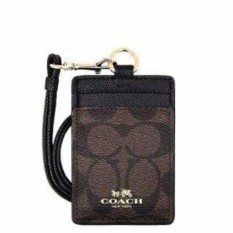 Coach Lanyard ID Name Card Brown Black Authentic Original USA Store