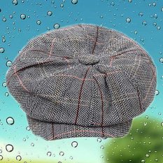 Cocotina Laki-laki Retro Baker dari Topi Tukang Koran Matahari Topi Baret Datar (Abu-abu Muda)