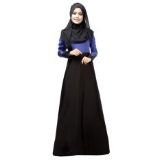 Kontras Gaun Abaya dengan Renda Hem (Biru)