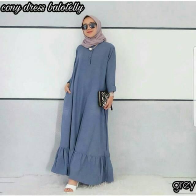 grosir baju/dress muslim/cony grey