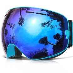 Anti-kabut Kacamata Ski-Daya Pandang Luas Anti Gores Anti UV 400 OTG Nyaman Kacamata dengan Dilepas Dual Layer Lensa, 03 Blue VLT 18.4%-Intl