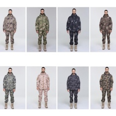 Coromose Pria Softshell Militer Hoodie Taktis Jaket Bulu Outdoor Camping Hiking + Celana Set Warna: