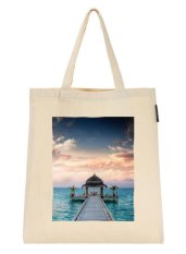 Katun Kanvas Belanja Tas Idyllic Arbor Air Kepulauan Bahu Tote Shopper Tas Creamy Putih Hadiah Ramah Lingkungan- internasional