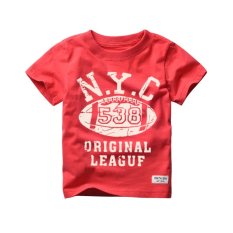 Cotton Fashion Anak Laki-laki T-shirt Lengan Bang Pendek Motif Summer Tops Elegan dan Nyaman Gaya Kemeja-T Merah