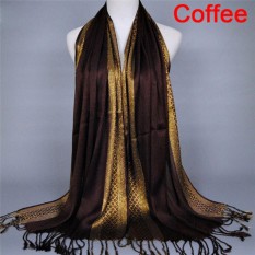 Katun Rumbai Panjang Jilbab Pasmina Selendang Syal Scarf Stole Bungkus Wanita Kopi-Internasional