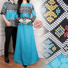 Couple batik dress maxi panjang wanita jumbo long dress dan atasan kemeja pria shirt Nakura