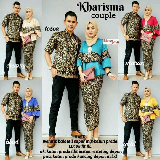 Jual Couple Batik Sarimbit Baju Pasangan Ruffle Rok Lilit 