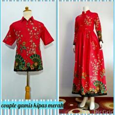 Couple Gamis Kipas Merah Pendek