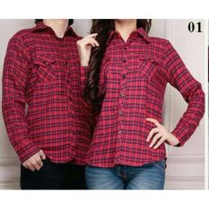 COUPLE LOVER- KEMEJA COUPLE FLANEL 132-MERAH (PRIA+WANITA) BAJU FASHION KEMEJA PASANGAN FLANEL PREMIUM