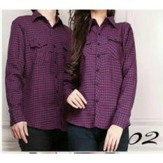 COUPLE LOVER- KEMEJA COUPLE FLANEL 137 MAGENTA (PRIA+WANITA) BAJU FASHION KEMEJA PASANGAN FLANEL PREMIUM