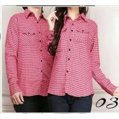 COUPLE LOVER- KEMEJA COUPLE FLANEL 137 RED (PRIA+WANITA) BAJU FASHION KEMEJA PASANGAN FLANEL PREMIUM