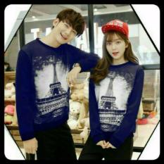 couple lover - sweater pasangan PARIS print navy (PRIA+WANITA)  FASHION COUPLE  BAJU KAPEL  SWEATER COUPLE  BAJU PASANGAN