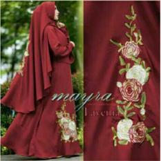couple store cs - DRESS MUSLIM SYARI ELEGANT FLOWER MAROON (SYARI + BERGO ) I COD I BAYAR TEMPAT I GAMIS I DRESS I STELAN I SWEATER I KEMEJA I BERGO I PASHMINA