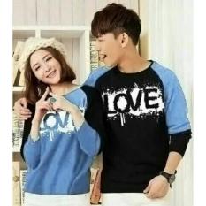 couple store cs - kaos pasangan / t-shirt lengan panjang L.O.V.E blue sky I COD I BAYAR TEMPAT I BLUESKY I LP I CP I PASANGAN I
