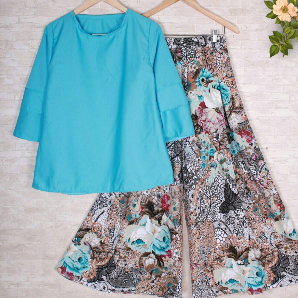 couple store cs - set kulot batik BLUE I cod l bayar tempat l good quality l motif batik l 